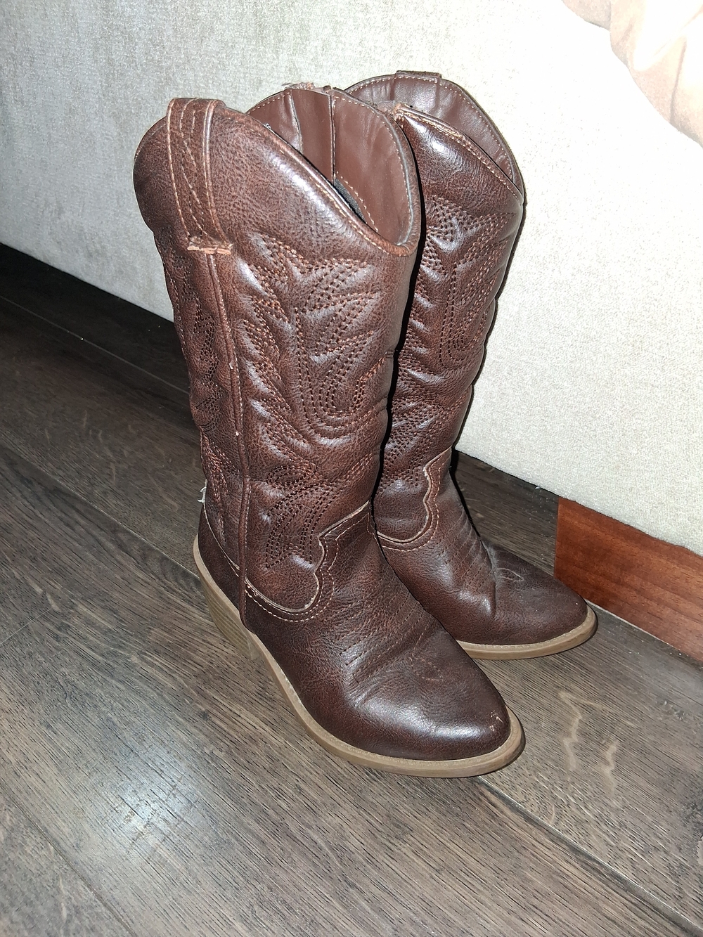 Steve Madden Girls Brown Embroidered Western Boots Size 13